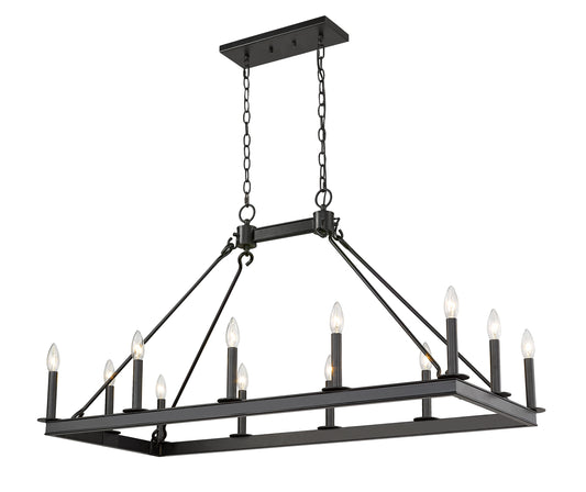 Z-Lite Barclay 12 -Light Matte Black Indoor Metal Chandelier