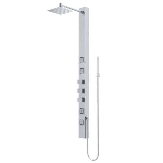 VIGO Sutton Stainless Steel 8-in Waterfall Shower Panel System with 3-way Diverter ( Thermostatic Valve Included )