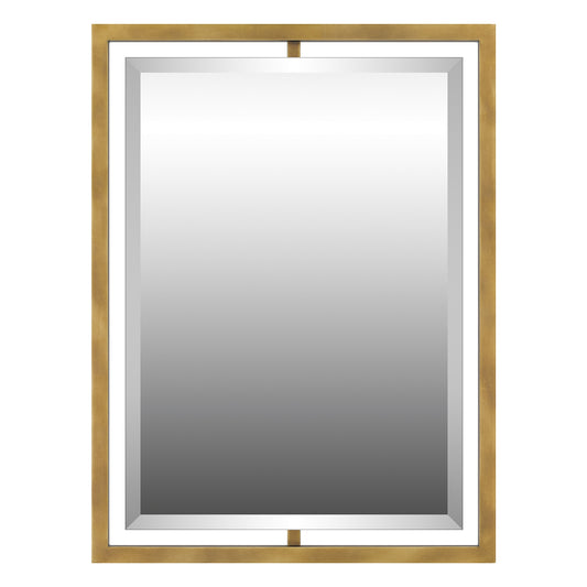 Quoizel Marcos 24-in W x 32.0-in H Rectangle Weathered Brass Framed Wall Mirror