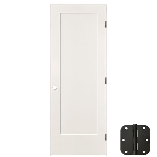 Masonite 30-in x 80-in (primed) Solid core 1-panel Left hand Smooth Primed Molded composite Split Jamb Single Prehung Interior Door with 376 Casing