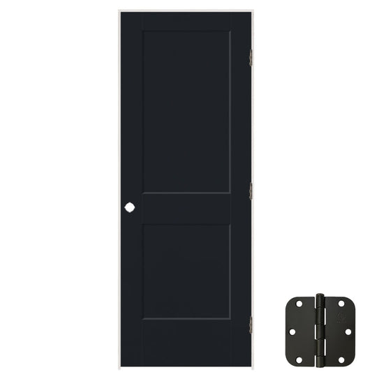 Masonite 32-in x 80-in Midnight Solid core 2-panel Left hand Smooth Prefinished Molded composite Flat Jamb Single Prehung Interior Door with