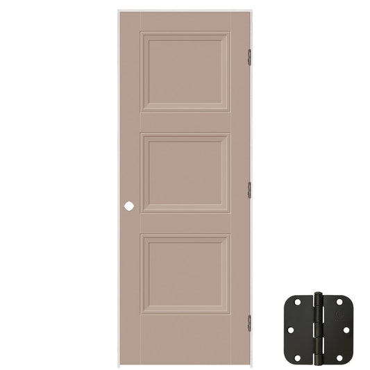 Masonite 24-in x 80-in Sandpiper Solid core 3-panel Right hand Smooth Prefinished Molded composite Flat Jamb Single Prehung Interior Door with