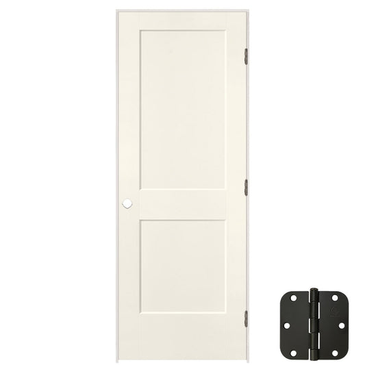 Masonite 30-in x 80-in Moonglow Solid core 2-panel Left hand Smooth Prefinished Molded composite Flat Jamb Single Prehung Interior Door with