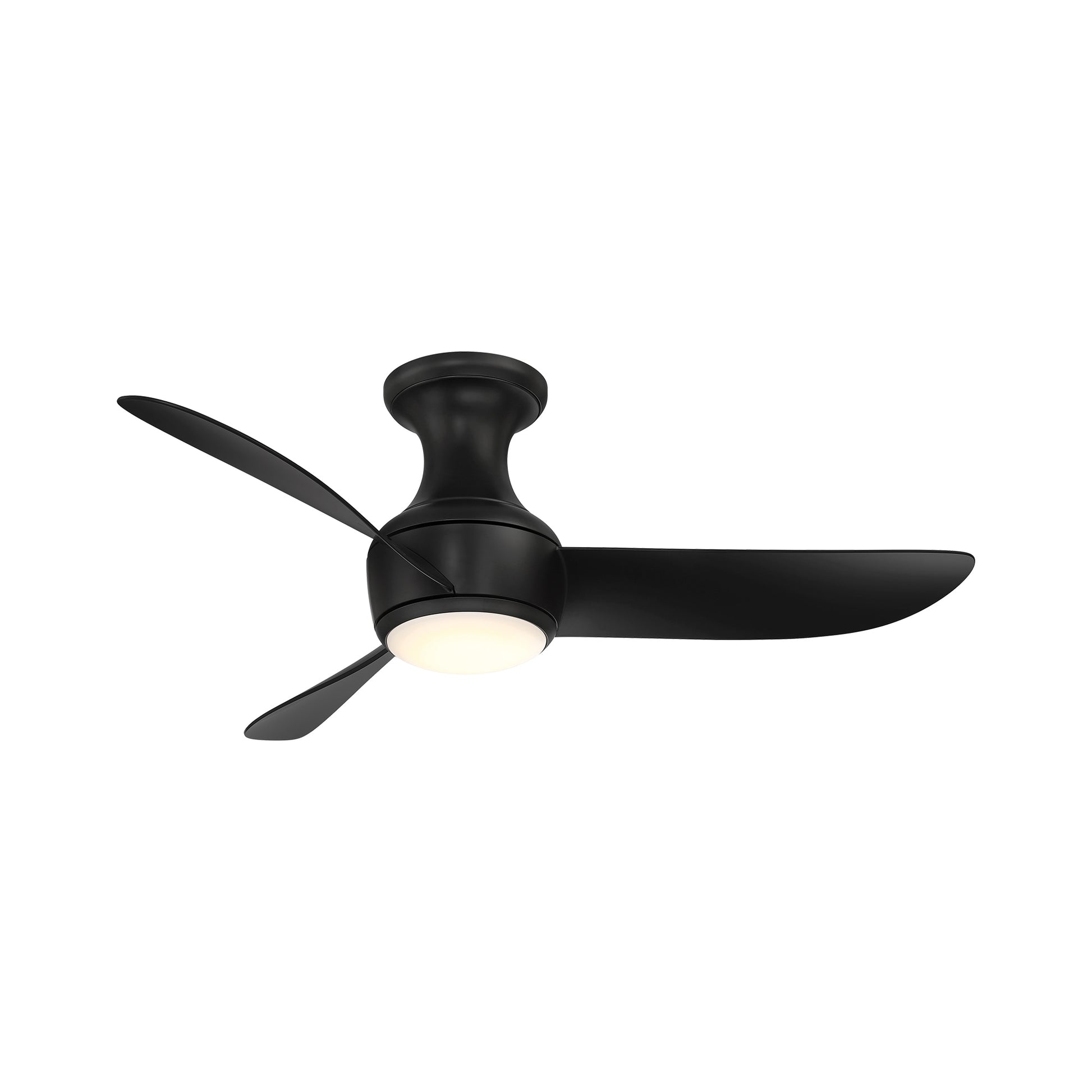 Modern Forms Corona 44-in Matte Black with Matte Black Blades Integrated LED Uncovered Outdoor Flush Mount Smart Ceiling Fan With Light and Remote Included 3 -Blade