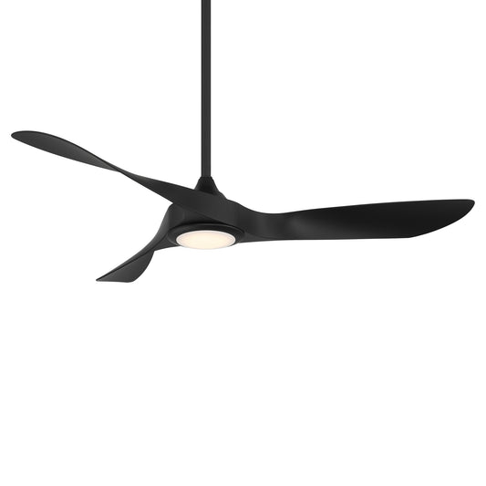 WAC Lighting Swirl 54-in Matte Black with Matte Black Blades Integrated LED Uncovered Outdoor Smart Ceiling Fan With Light and Remote Included 3 -Blade