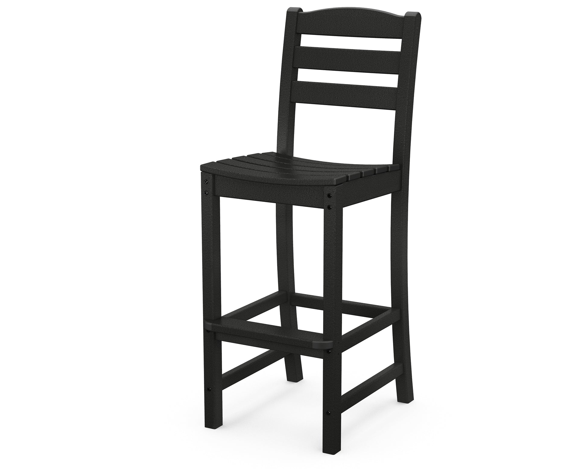 POLYWOOD La Casa Cafe Black HDPE Frame Stationary Bar Stool Chair with Slat Seat