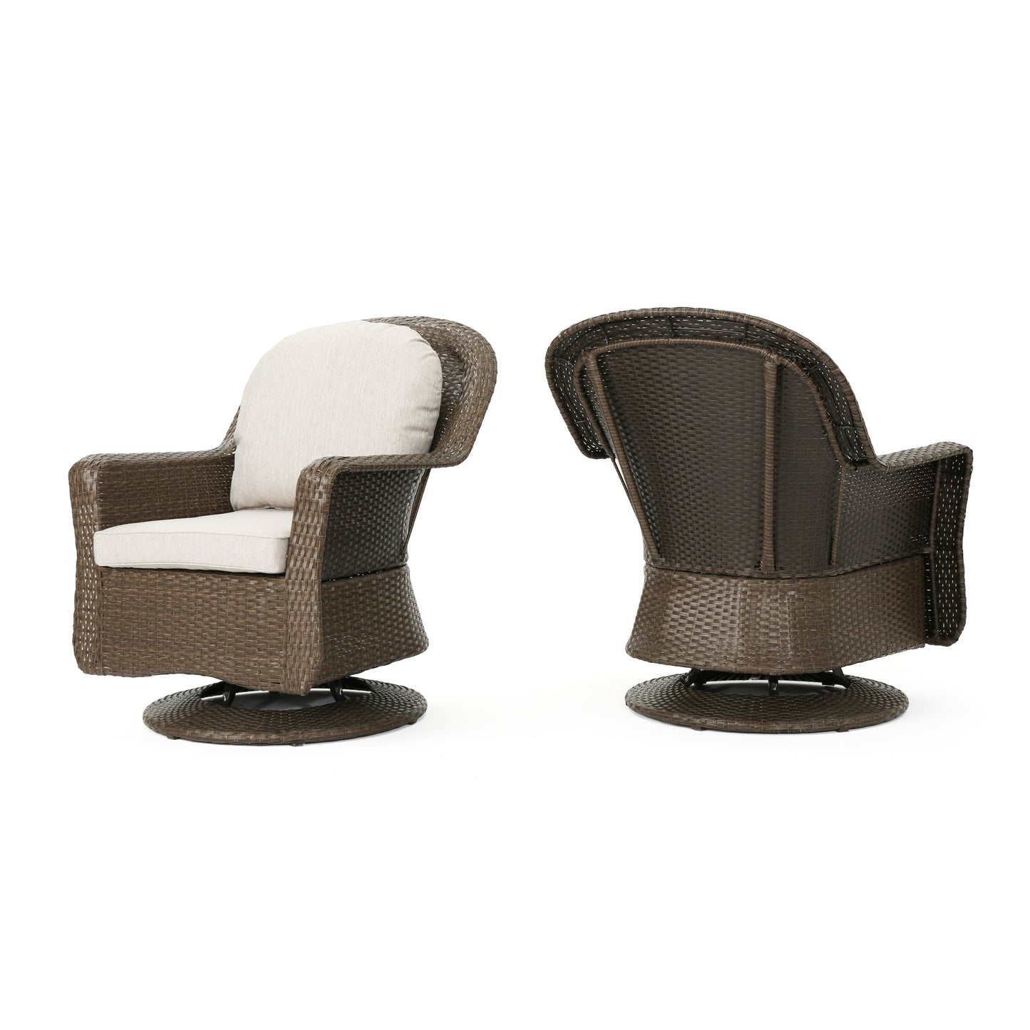 Best Selling Home Decor Liam Set of 2 Brown Iron Frame Swivel Conversation Chair with Gray Best Selling Home Decor Cushioned Seat