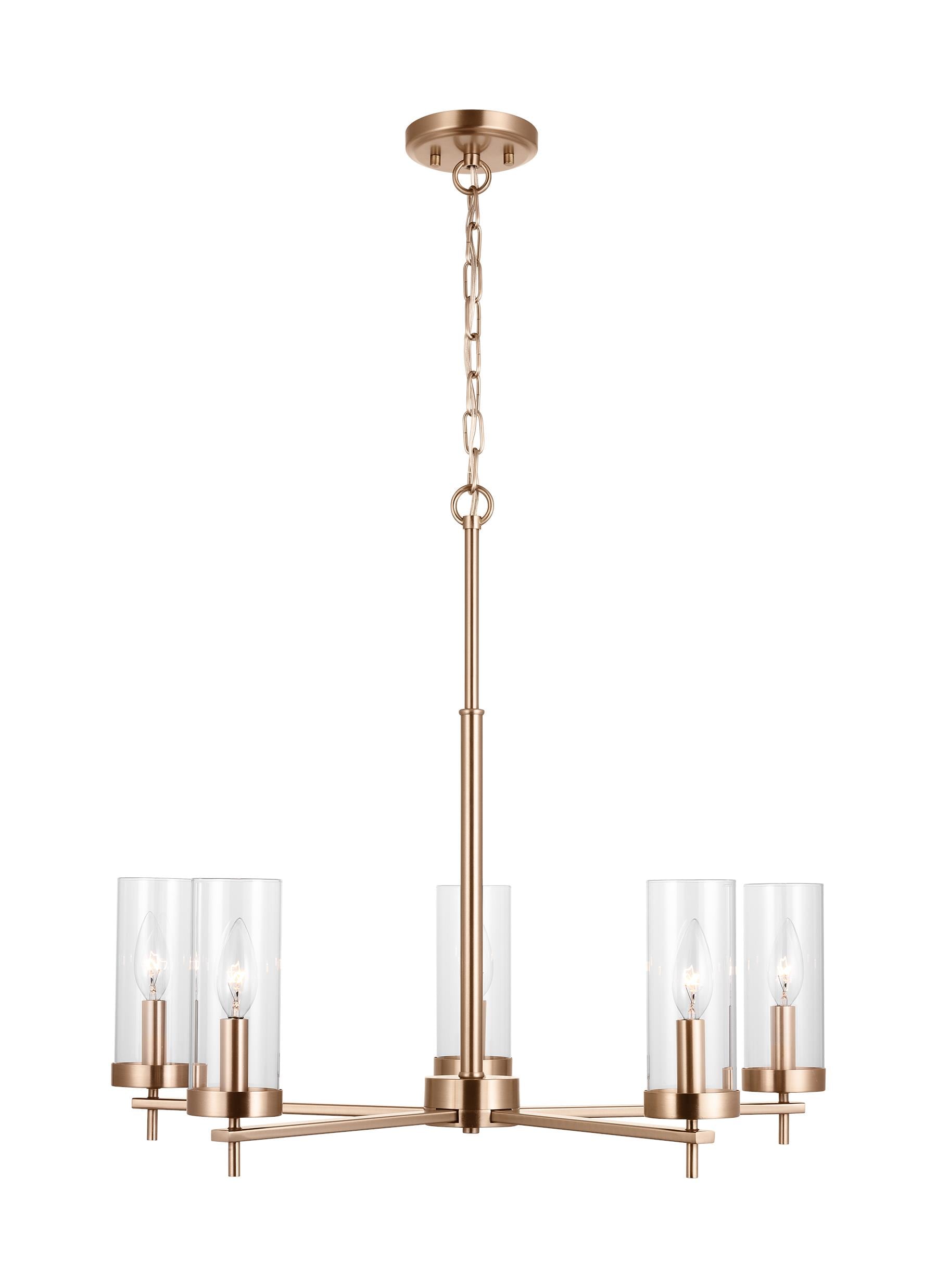 Generation Lighting Zire 5 -Light Satin Brass Indoor Clear glass Glass Steel Chandelier