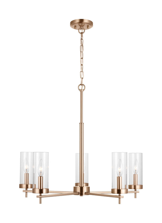 Generation Lighting Zire 5 -Light Satin Brass Indoor Clear glass Glass Steel Chandelier