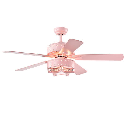 Home Accessories Inc 52-in Pink with Plywood Blades Ceiling Fan With Light 5 -Blade