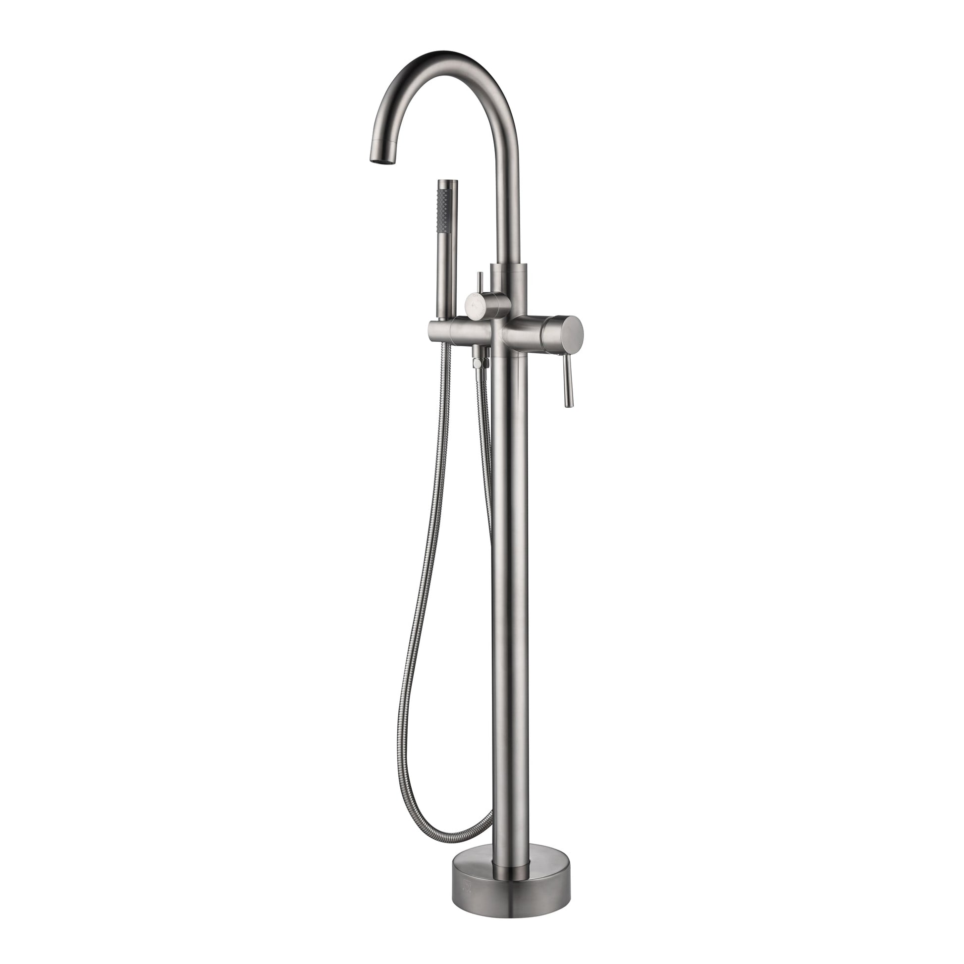 PULSE Brushed nickel 1-handle Freestanding High-arc Bathtub Faucet with Hand Shower ( Valve Included )