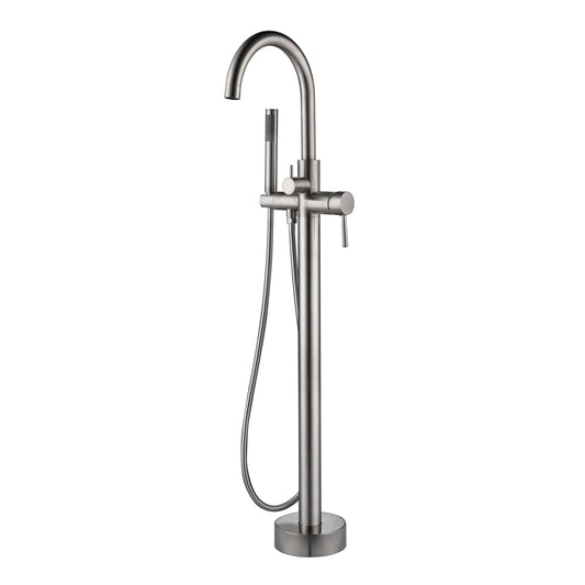 PULSE Brushed nickel 1-handle Freestanding High-arc Bathtub Faucet with Hand Shower ( Valve Included )