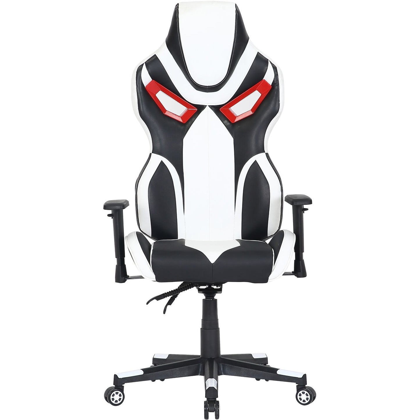 Hanover White/Black/Red Contemporary Ergonomic Adjustable Height Swivel Upholstered Gaming Chair