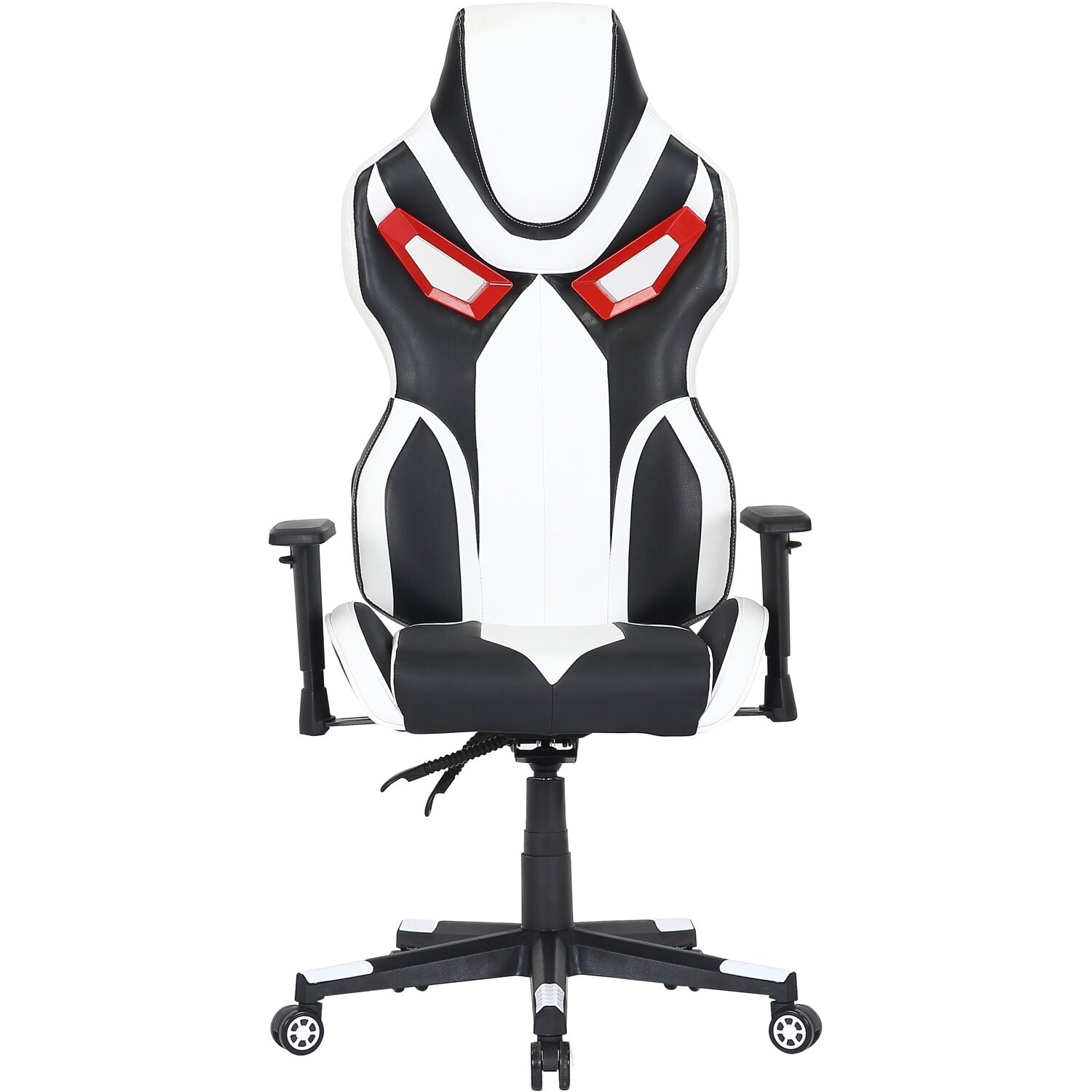 Hanover White/Black/Red Contemporary Ergonomic Adjustable Height Swivel Upholstered Gaming Chair