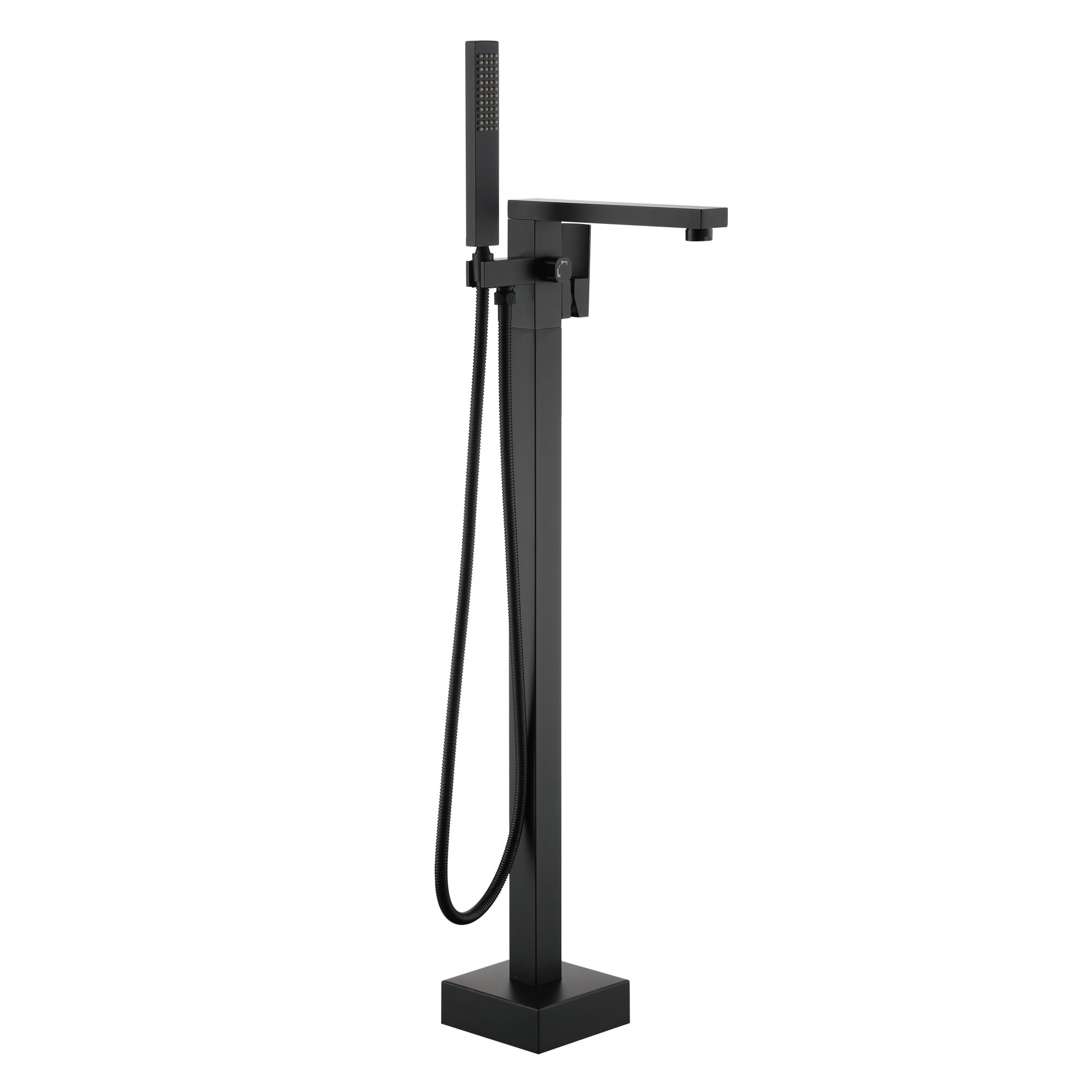 Clihome Matte Black 1-handle Freestanding Swivel Bathtub Faucet with Hand Shower ( Valve Included )