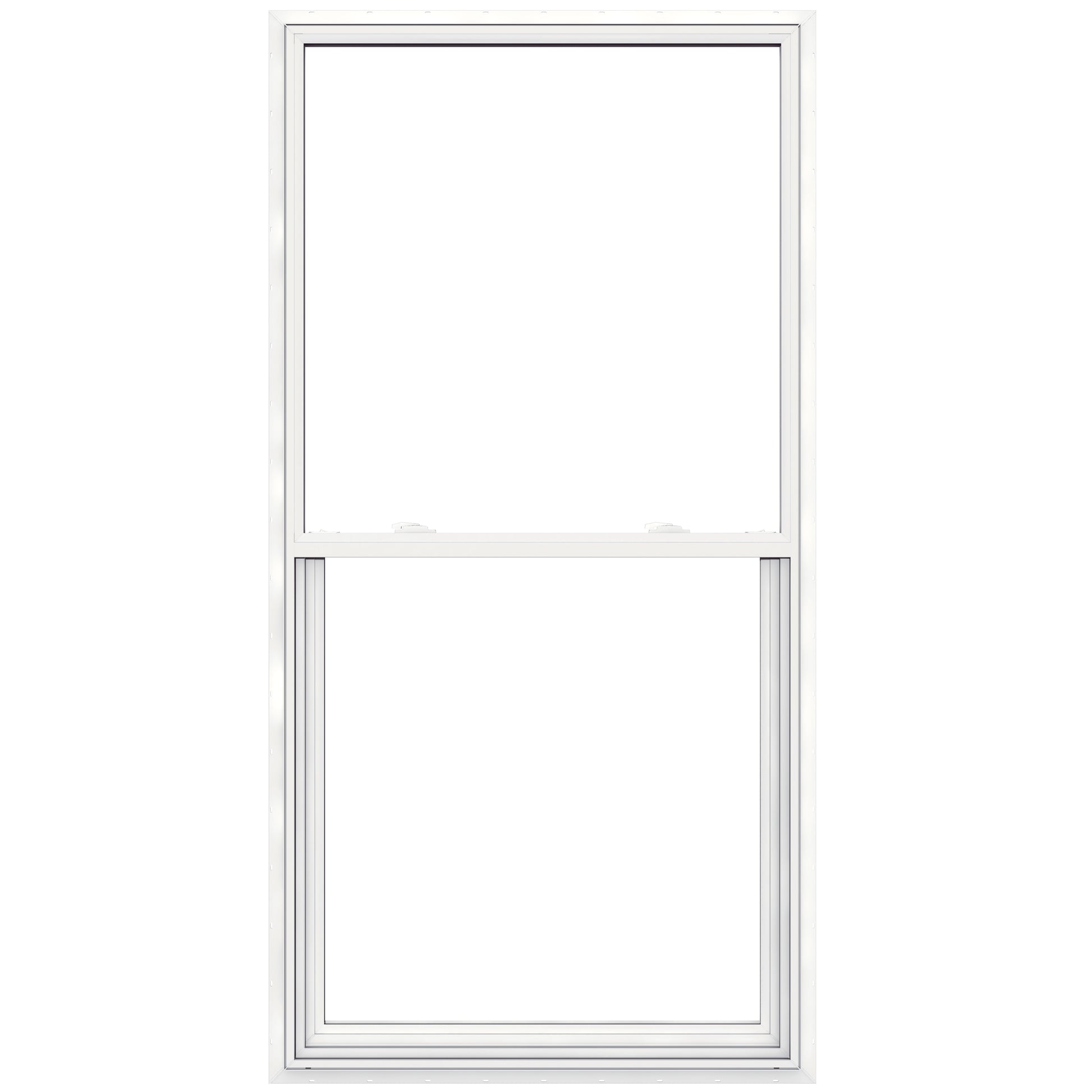 JELD-WEN V-2500 35-1/2-in x 71-1/2-in White Exterior Vinyl New Construction Single Hung Window Low-E argon Double Pane Glass (Half Screen Included)