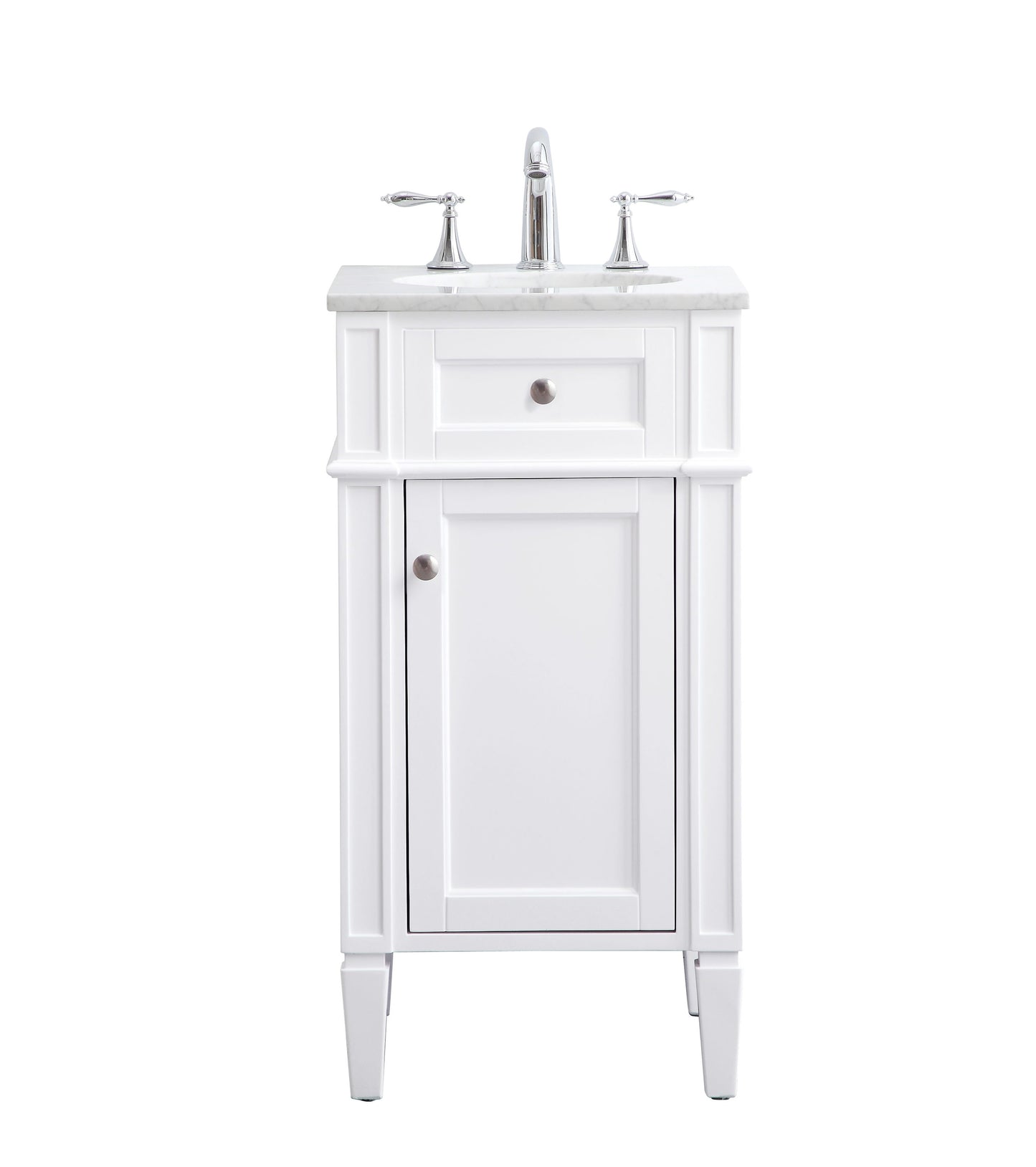 Elegant Decor Home Furnishing 18-in White Undermount Single Sink Bathroom Vanity with Carrara White Marble Top