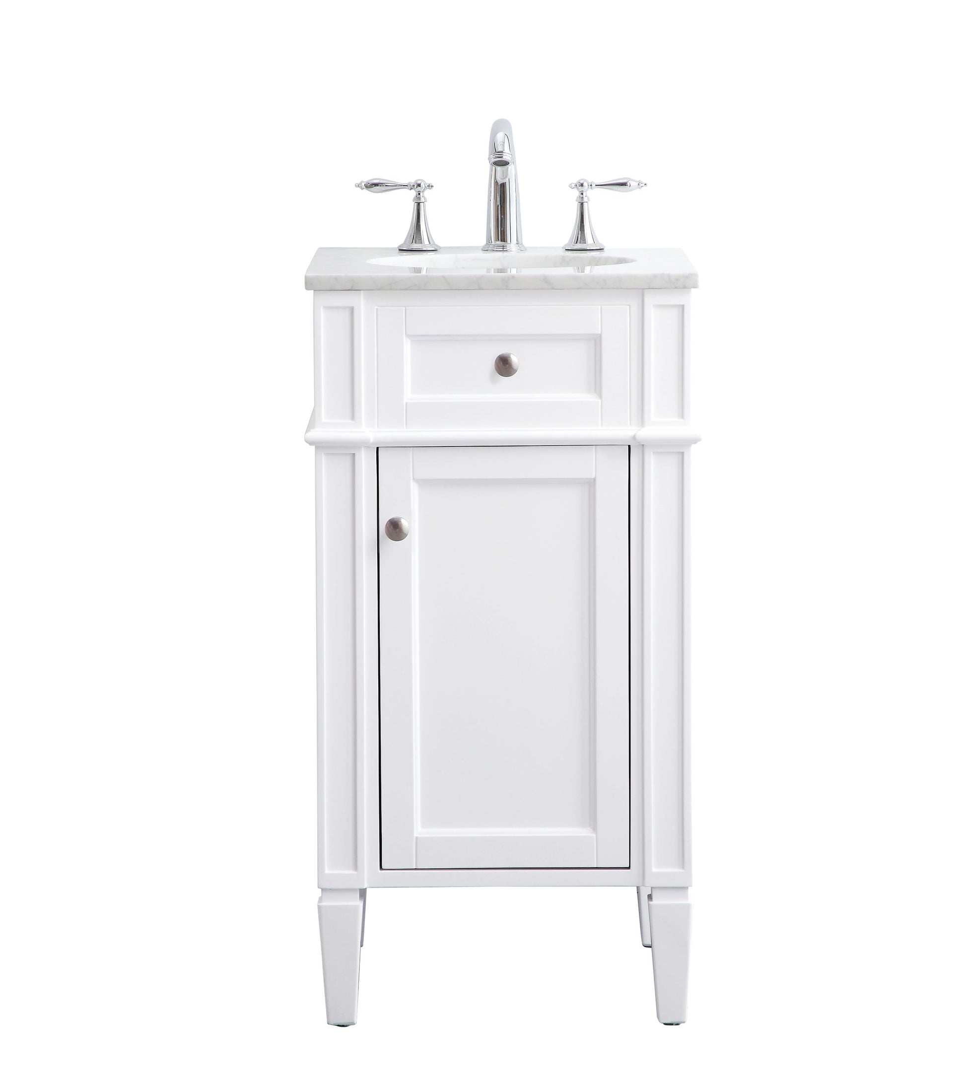Elegant Decor Home Furnishing 18-in White Undermount Single Sink Bathroom Vanity with Carrara White Marble Top