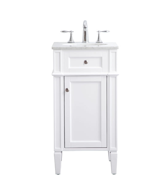 Elegant Decor Home Furnishing 18-in White Undermount Single Sink Bathroom Vanity with Carrara White Marble Top