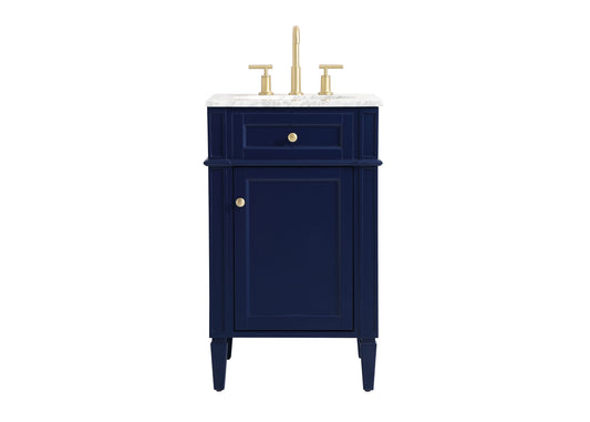 Elegant Decor Home Furnishing 21-in Blue Undermount Single Sink Bathroom Vanity with Carrara White Marble Top