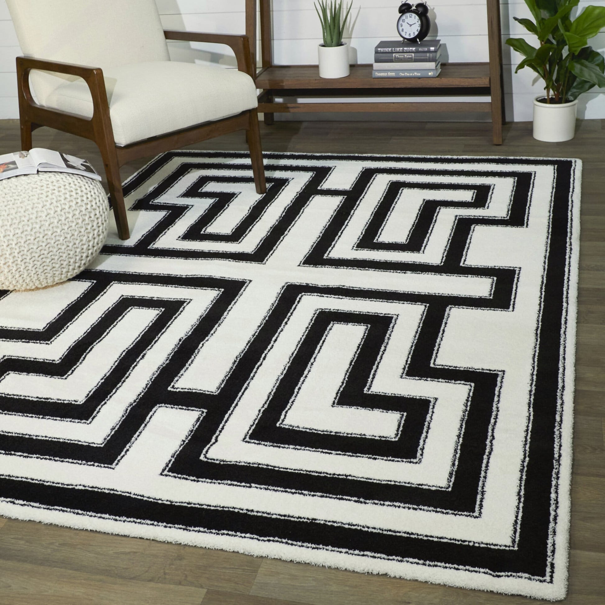 Balta Vincent 8 x 10 (ft) Loomed Polyester White Rectangular Indoor Geometric Spot Clean Only Area rug