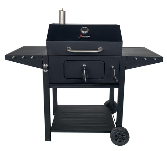 GRILLFEST Grillfest Folding Side Shelf Charcoal Grill, Black, Small Size, 385 SQIN Cooking Space, Adjustable Charcoal Tray 2518