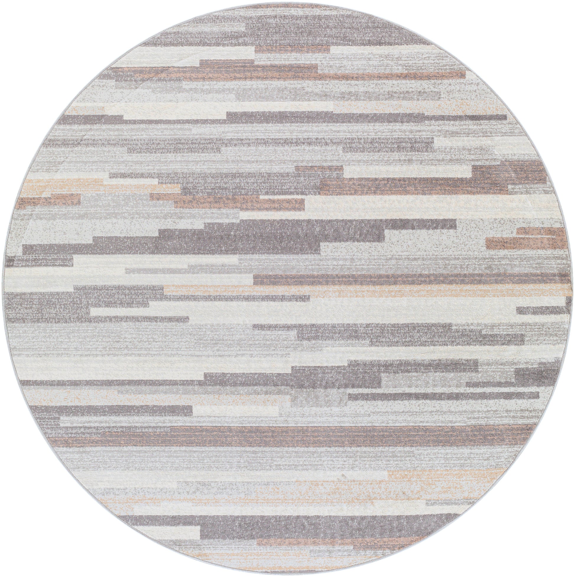 Livabliss Roma 8 x 8 (ft) Flatweave Polypropylene Gray Round Indoor Abstract Mid-Century Modern Spot Clean Only Pet Friendly Area rug