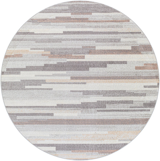 Livabliss Roma 8 x 8 (ft) Flatweave Polypropylene Gray Round Indoor Abstract Mid-Century Modern Spot Clean Only Pet Friendly Area rug