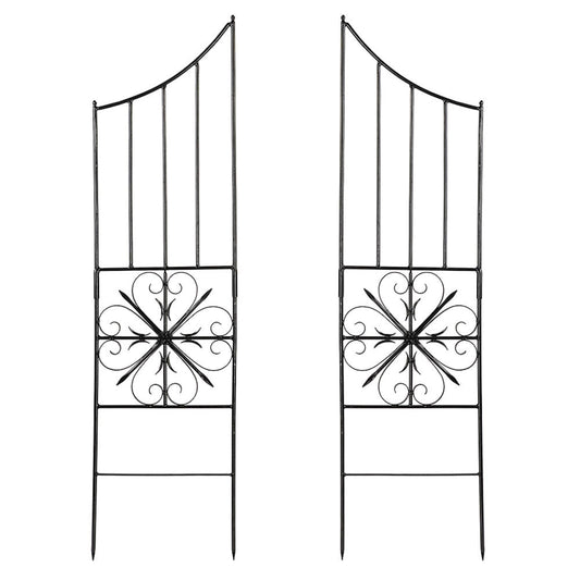ACHLA Designs 16.5-in W x 63-in H Graphite Powder Coat Finish Wrought iron Garden Trellis For Climbing Plants For Cucumbers For Roses For Tomatoes 2 -Pack