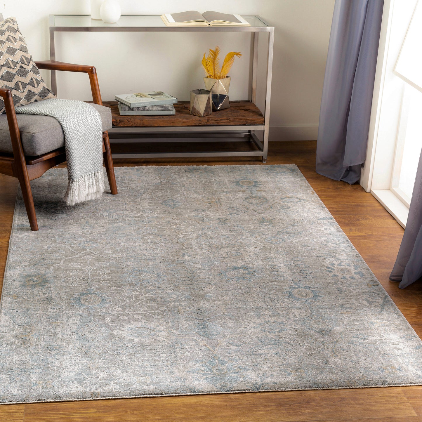 Surya Brunswick 5 x 8 (ft) Flatweave Polyester Medium Grey Rectangular Indoor Medallion Oriental Spot Clean Only Pet Friendly Area rug