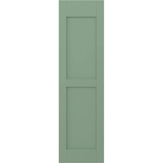 Ekena Millwork 12-in W x 63-in H Track Green Paintable/Stainable Flat panel Wood Exterior Shutters ( 2 -Pack )
