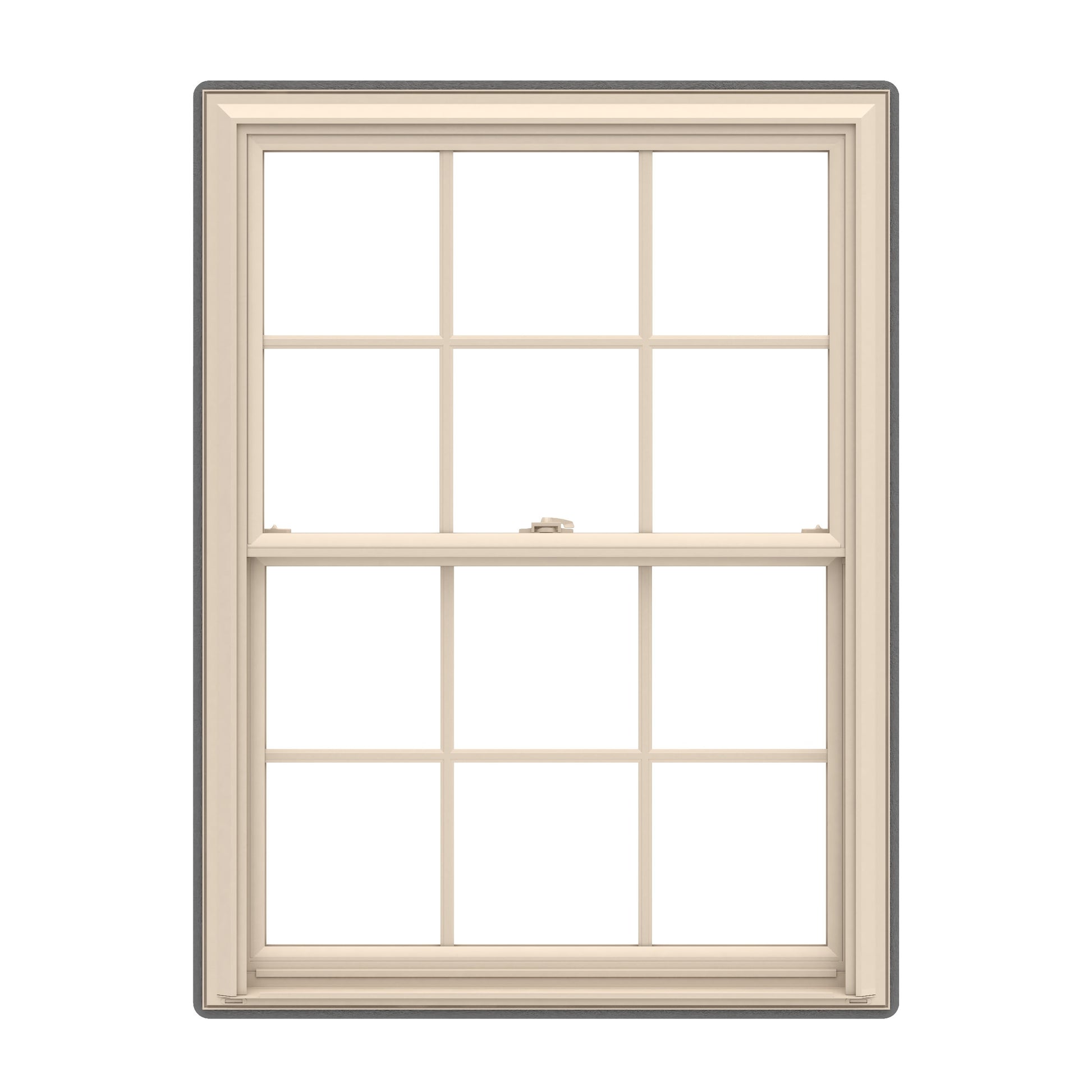 Pella 150 Series 27-1/2-in x 41-1/2-in Almond Exterior Almond Interior Vinyl Replacement Double Hung Window Low-E argon Double Pane Glass with Grids (Full Screen Included)