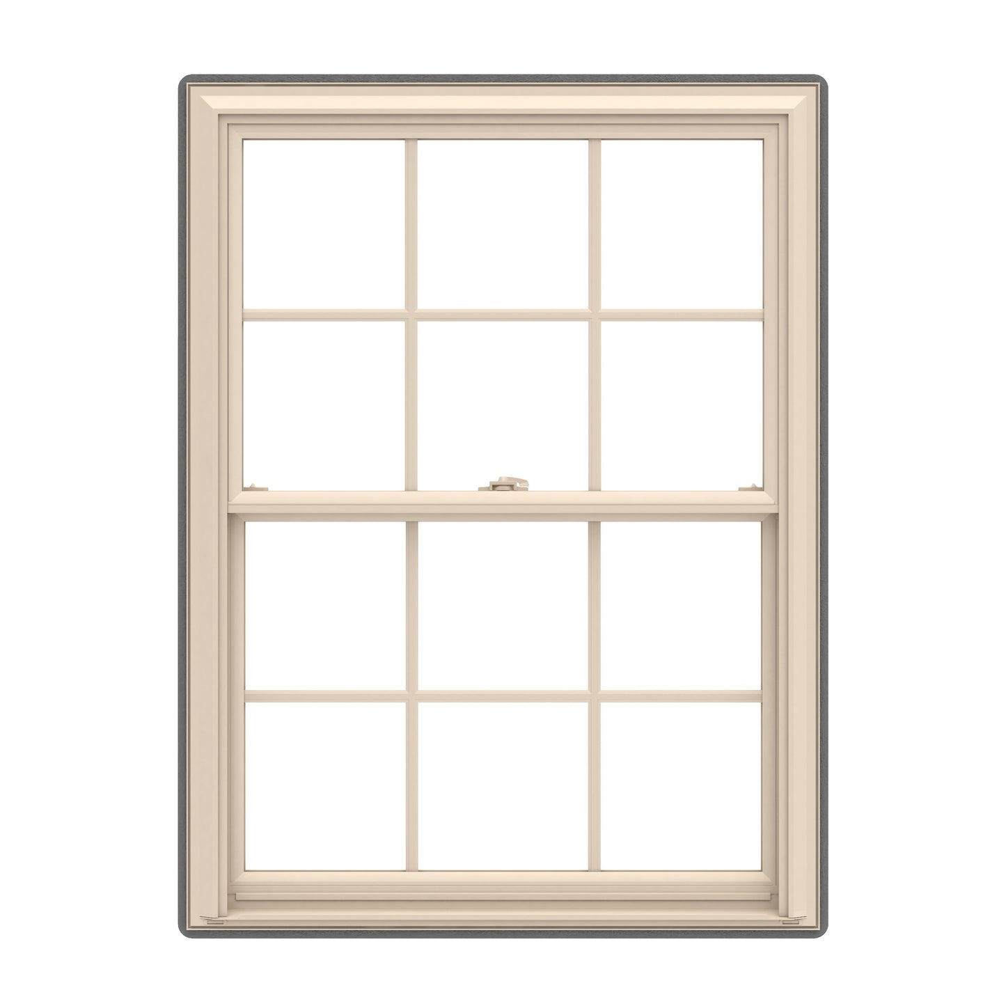 Pella 150 Series 23-1/2-in x 53-1/2-in Almond Exterior Almond Interior Vinyl Replacement Double Hung Window Low-E argon Double Pane Glass with Grids (Full Screen Included)