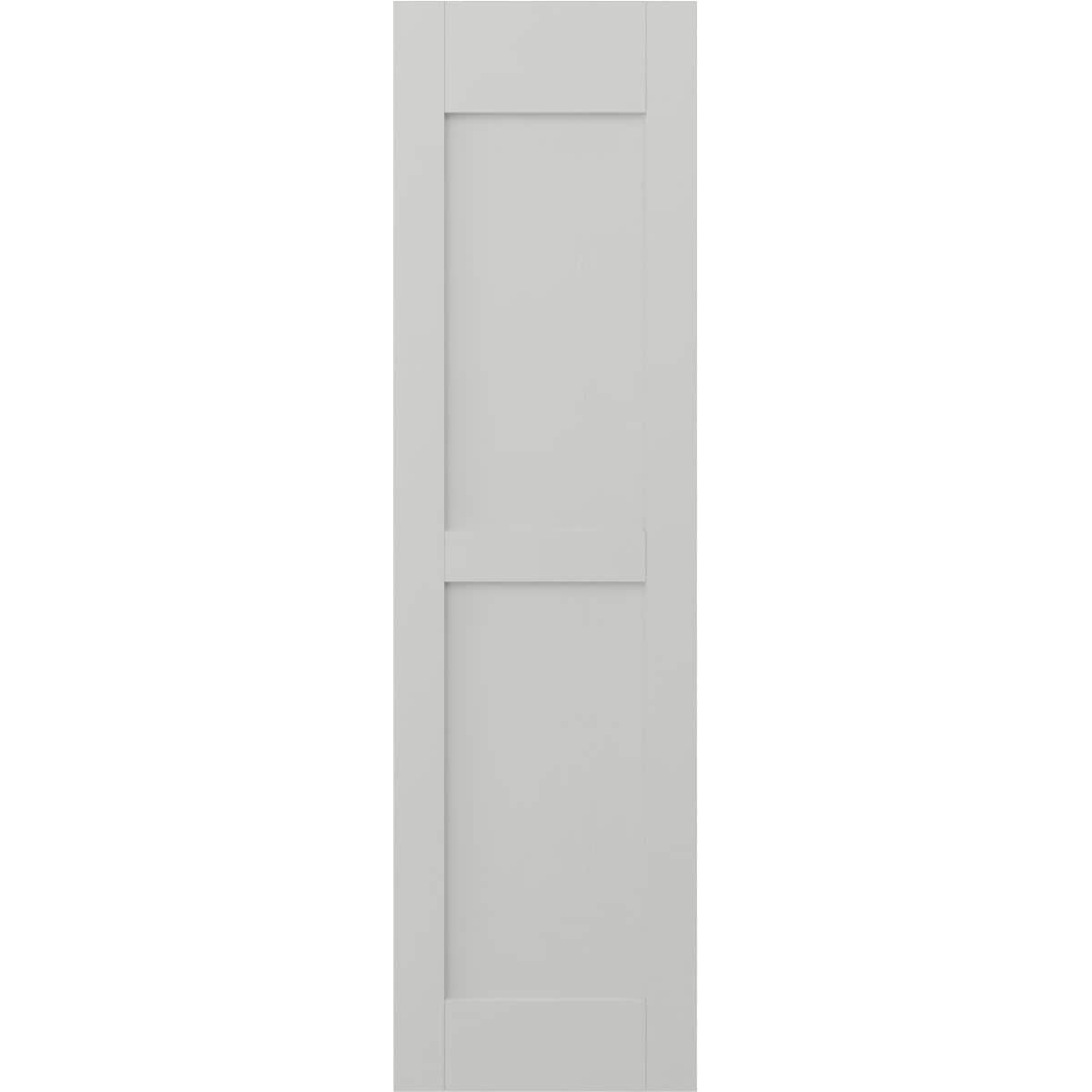 Ekena Millwork 18-in W x 64-in H Hailstorm Gray Paintable/Stainable Flat panel Wood Exterior Shutters ( 2 -Pack )