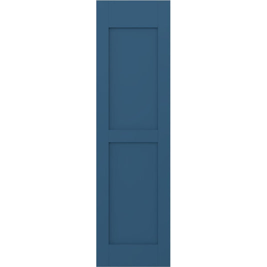 Ekena Millwork 18-in W x 47-in H Sojourn Blue Paintable/Stainable Flat panel Wood Exterior Shutters ( 2 -Pack )