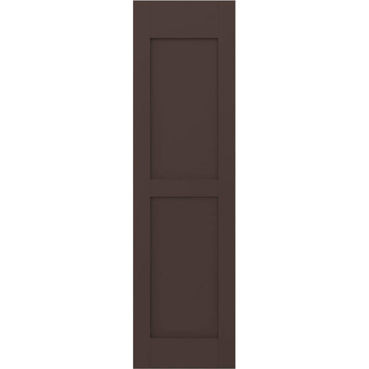 Ekena Millwork 15-in W x 47-in H Raisin Brown Paintable/Stainable Flat panel Wood Exterior Shutters ( 2 -Pack )