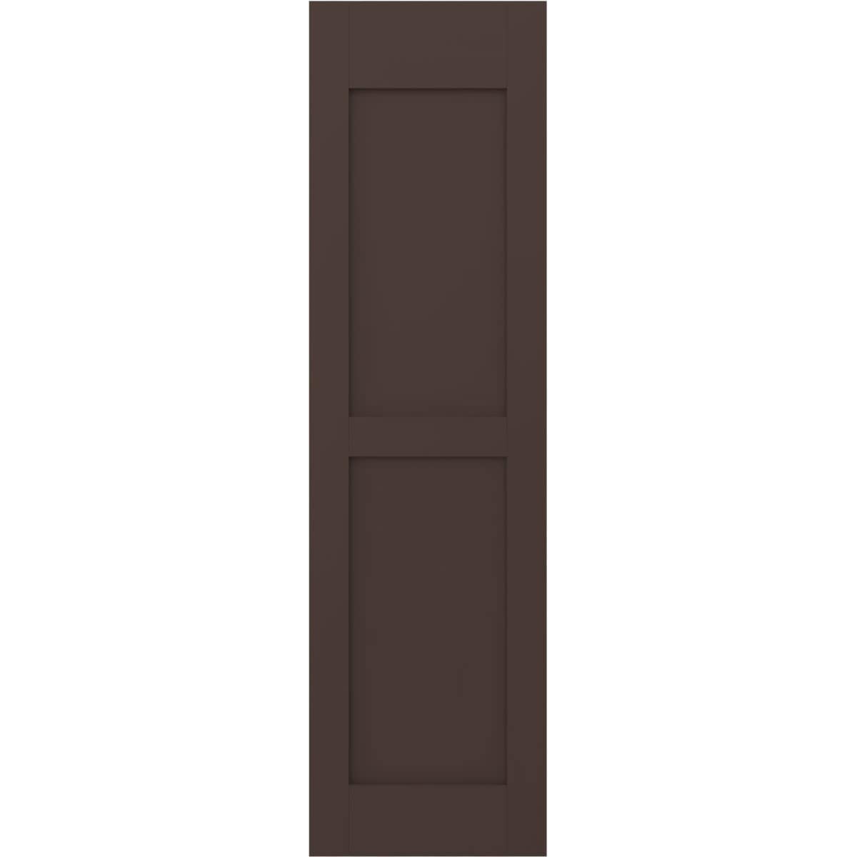 Ekena Millwork 18-in W x 63-in H Raisin Brown Paintable/Stainable Flat panel Wood Exterior Shutters ( 2 -Pack )
