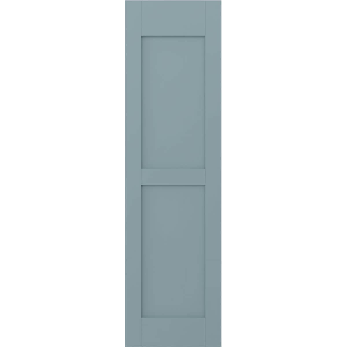 Ekena Millwork 18-in W x 39-in H Peaceful Blue Paintable/Stainable Flat panel Wood Exterior Shutters ( 2 -Pack )