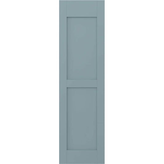 Ekena Millwork 18-in W x 39-in H Peaceful Blue Paintable/Stainable Flat panel Wood Exterior Shutters ( 2 -Pack )