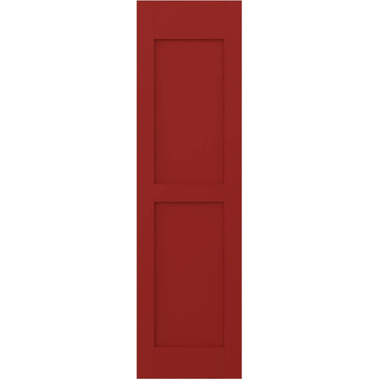 Ekena Millwork 18-in W x 37-in H Fire Red Paintable/Stainable Flat panel Wood Exterior Shutters ( 2 -Pack )
