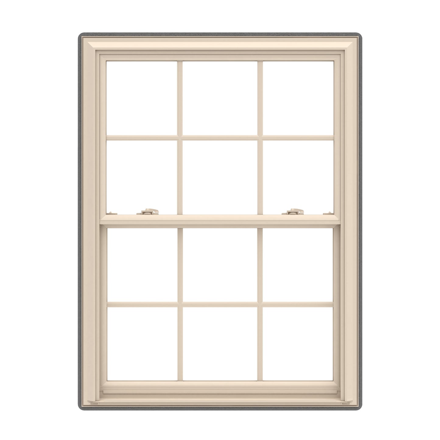 Pella 150 Series 31-1/2-in x 61-1/2-in Almond Exterior Almond Interior Vinyl Replacement Double Hung Window Low-E argon Double Pane Glass with Grids (Full Screen Included)