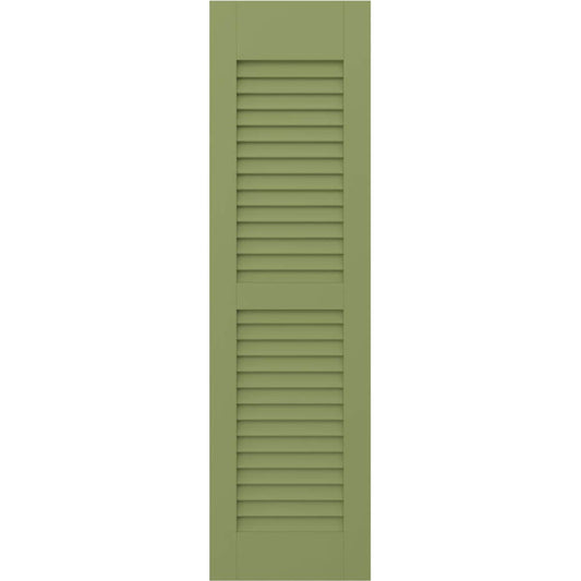 Ekena Millwork 15-in W x 57-in H Moss Green Paintable/Stainable Louvered Wood Exterior Shutters ( 2 -Pack )