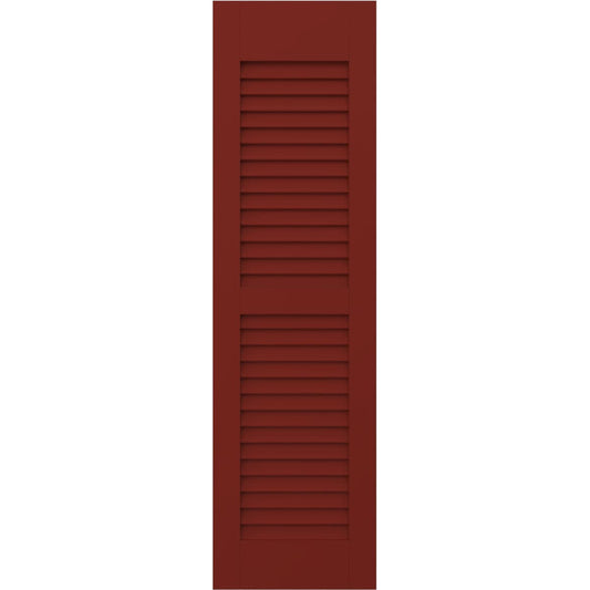 Ekena Millwork 12-in W x 60-in H Pepper Red Paintable/Stainable Louvered Wood Exterior Shutters ( 2 -Pack )