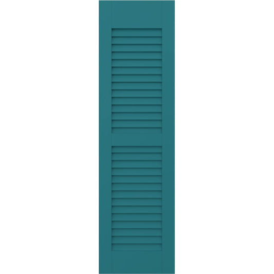 Ekena Millwork 15-in W x 78-in H Antigua Paintable/Stainable Louvered Wood Exterior Shutters ( 2 -Pack )