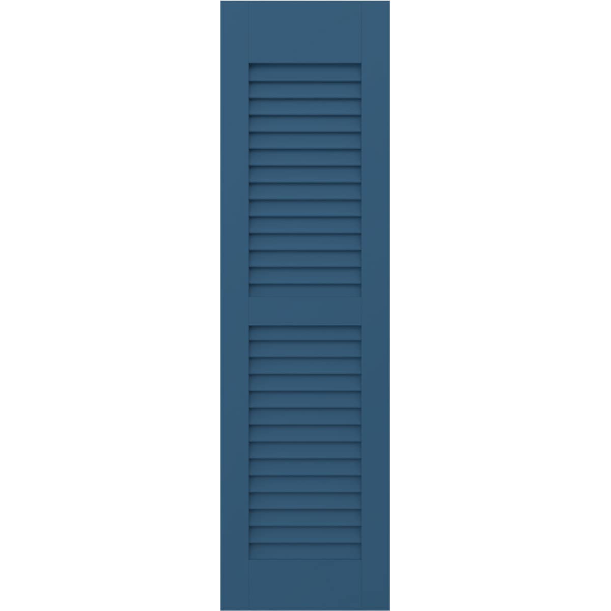 Ekena Millwork 18-in W x 74-in H Sojourn Blue Paintable/Stainable Louvered Wood Exterior Shutters ( 2 -Pack )