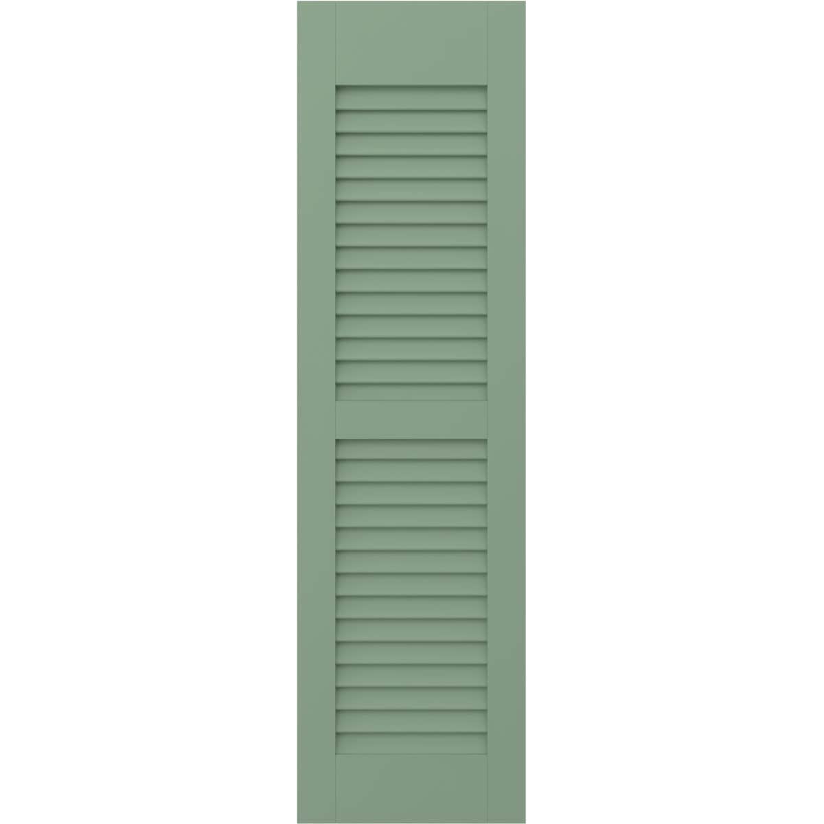 Ekena Millwork 12-in W x 56-in H Track Green Paintable/Stainable Louvered Wood Exterior Shutters ( 2 -Pack )
