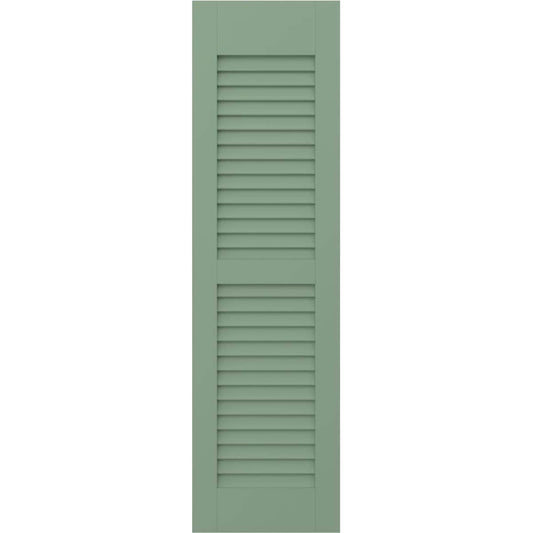 Ekena Millwork 18-in W x 71-in H Track Green Paintable/Stainable Louvered Wood Exterior Shutters ( 2 -Pack )