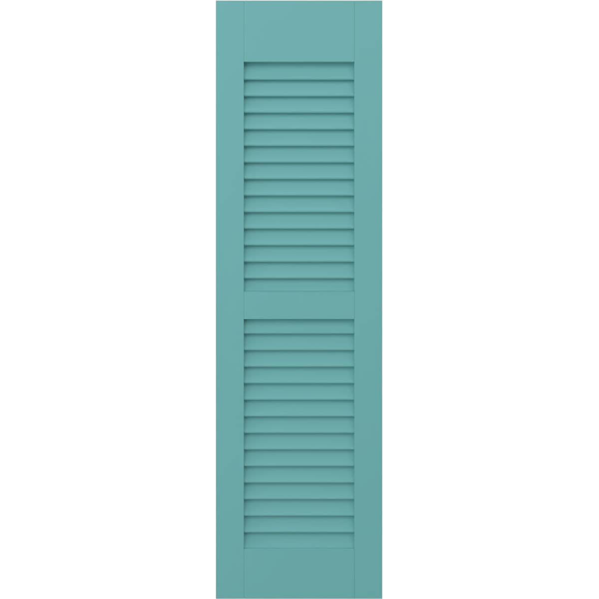 Ekena Millwork 12-in W x 57-in H Pure Turquoise Paintable/Stainable Louvered Wood Exterior Shutters ( 2 -Pack )