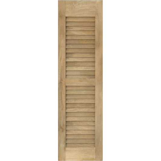Ekena Millwork 18-in W x 64-in H Unfinished Paintable/Stainable Louvered Wood Exterior Shutters ( 2 -Pack )