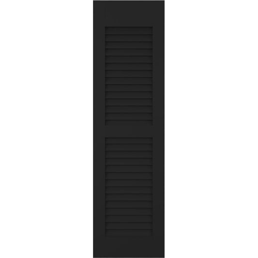Ekena Millwork 12-in W x 62-in H Black Paintable/Stainable Louvered Wood Exterior Shutters ( 2 -Pack )